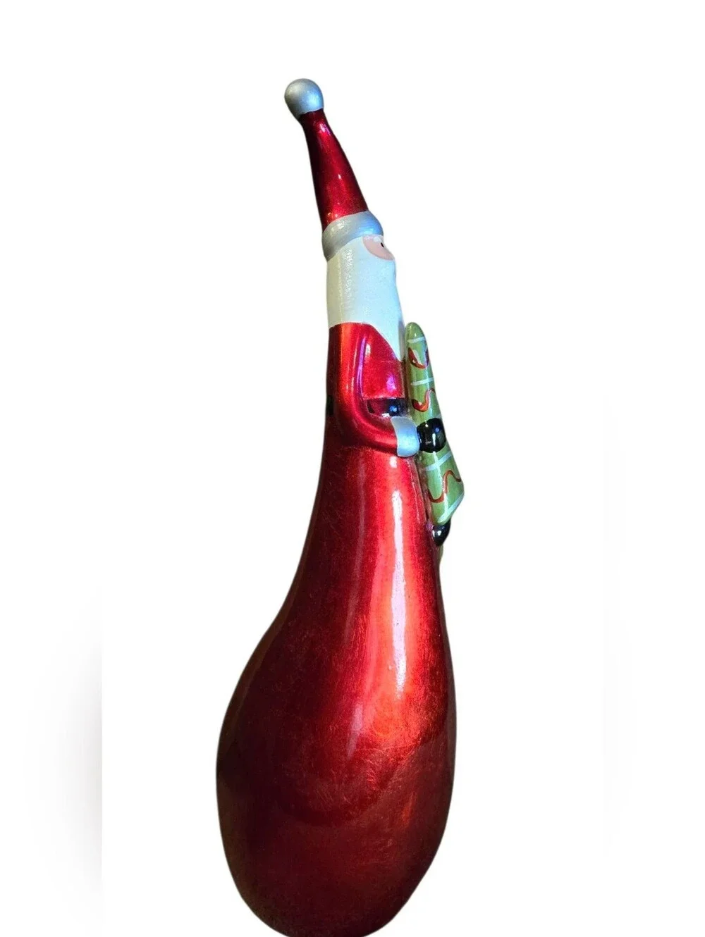 Vintage Pier 1 Glass Whimsical Tall Slim Santa Claus Curvy Figurine Gourd Style